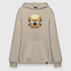 Толстовка-худи оверсайз Удивлённый черепок, цвет: миндальный