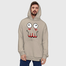 Толстовка-худи оверсайз John Zoidberg Face, цвет: миндальный — фото 2