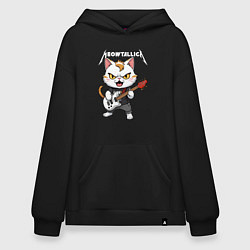 Толстовка-худи оверсайз Meowtallica rock, цвет: черный