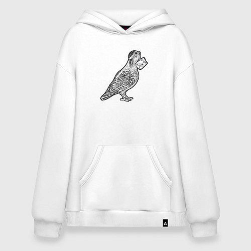 Худи оверсайз Голубь почтарь / Белый – фото 1