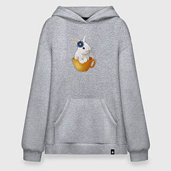 Толстовка-худи оверсайз Крольчонок в чашке, цвет: меланж