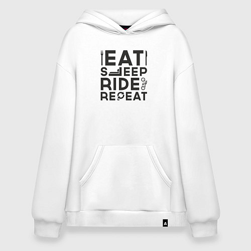 Худи оверсайз Eat sleep ride repeat / Белый – фото 1