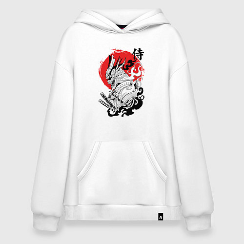 Худи оверсайз Самурай в маске Хання / Белый – фото 1