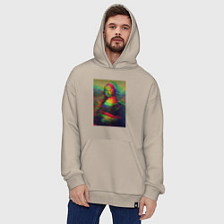 Толстовка-худи оверсайз Мона Лиза с глюками, цвет: миндальный — фото 2