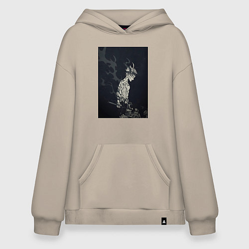 Худи оверсайз Чёрный клевер Аста антимаг / Миндальный – фото 1