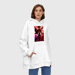 Толстовка-худи оверсайз Чёрный клевер Аста демон, цвет: белый — фото 2