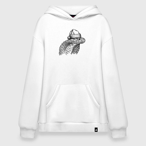 Худи оверсайз Голова новогодней кобры / Белый – фото 1