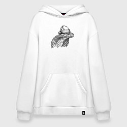 Толстовка-худи оверсайз Голова новогодней кобры, цвет: белый