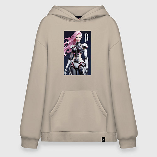 Худи оверсайз Cyber Barbie - ai art future / Миндальный – фото 1