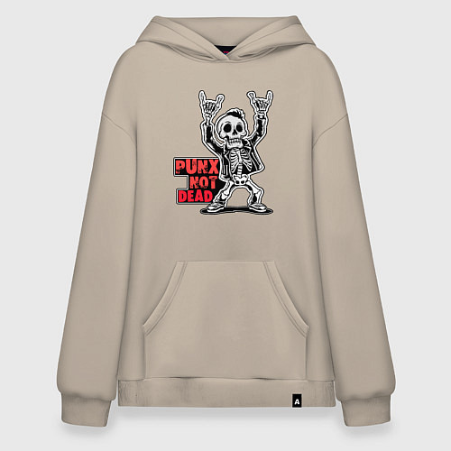 Худи оверсайз Череп с козой punks not dead / Миндальный – фото 1