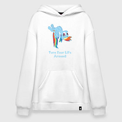 Толстовка-худи оверсайз Рейнбоу Дэш: переверни свою жизнь, цвет: белый