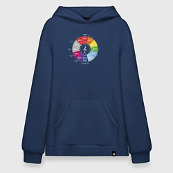Толстовка-худи оверсайз Квинтовый круг - цветной слух Скрябина, Римского-К, цвет: тёмно-синий