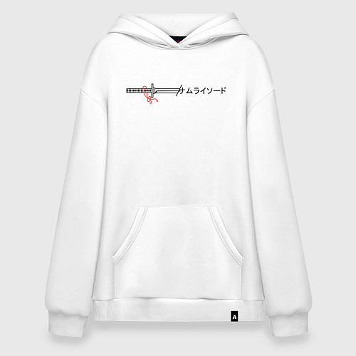 Худи оверсайз Японский стиль - катана самурая / Белый – фото 1