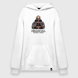 Толстовка-худи оверсайз Medieval: Total War logo, цвет: белый