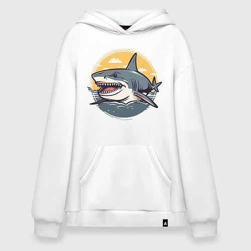 Худи оверсайз Акула в кругу / Белый – фото 1