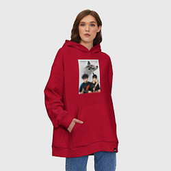 Толстовка-худи оверсайз Магическая битва Мэгуми Фусигуро Аки Хаякава, цвет: красный — фото 2