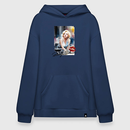 Худи оверсайз Мэрилин Монро - звезда / Тёмно-синий – фото 1