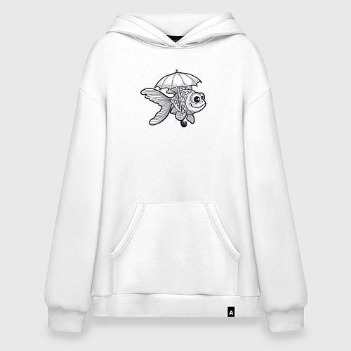 Худи оверсайз Рыбка под зонтом / Белый – фото 1