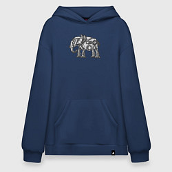 Толстовка-худи оверсайз Механический слон, цвет: тёмно-синий