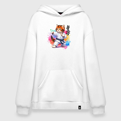 Худи оверсайз Кёкусинкай карате - крутой котёнок / Белый – фото 1