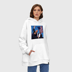 Толстовка-худи оверсайз Покушение на Дональда Трампа, цвет: белый — фото 2