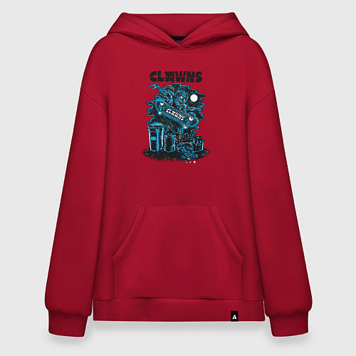 Худи оверсайз Ночной скелет скейтбордист / Красный – фото 1