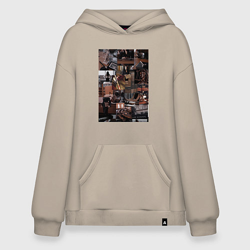 Худи оверсайз Юристы эстетика коллаж / Миндальный – фото 1