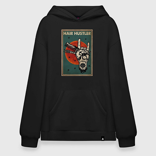 Худи оверсайз Парикмахер ножницы / Черный – фото 1