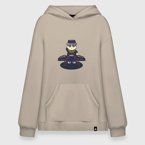 Худи оверсайз Кот DJ / Миндальный – фото 1