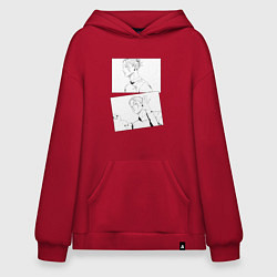 Толстовка-худи оверсайз Эмоции Сугуру Гето - Магическая битва, цвет: красный