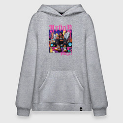 Толстовка-худи оверсайз Городская девушка ангел в стиле хип-хоп, цвет: меланж