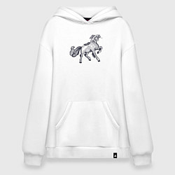 Толстовка-худи оверсайз Рыбоконь, цвет: белый