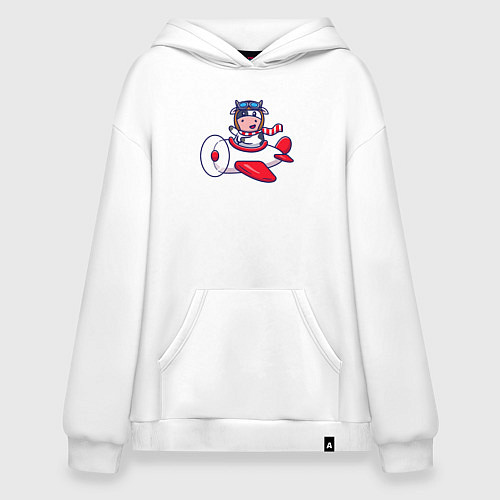 Худи оверсайз Коровка авиатор / Белый – фото 1