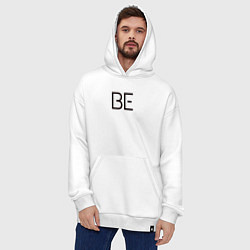 Толстовка-худи оверсайз BTS надпись be, цвет: белый — фото 2