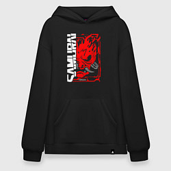Толстовка-худи оверсайз Cyberpunk samurai, цвет: черный