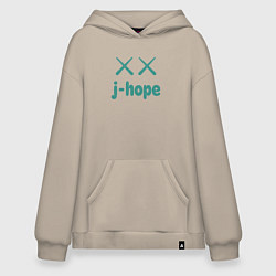 Толстовка-худи оверсайз BTS jhope, цвет: миндальный