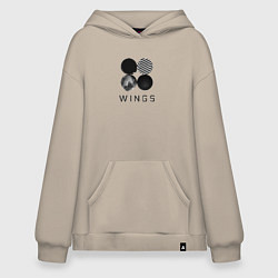 Толстовка-худи оверсайз BTS Wings, цвет: миндальный
