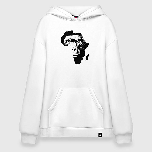 Худи оверсайз Обезьяна в Африке / Белый – фото 1