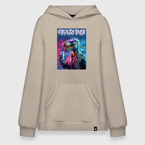 Худи оверсайз Crazy rex - ai art fantasy / Миндальный – фото 1