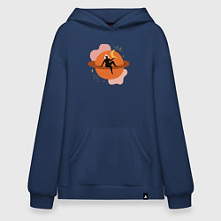 Толстовка-худи оверсайз Девушка на сатурне, цвет: тёмно-синий
