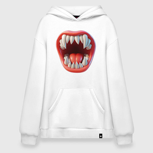 Худи оверсайз Открытый рот с зубами / Белый – фото 1