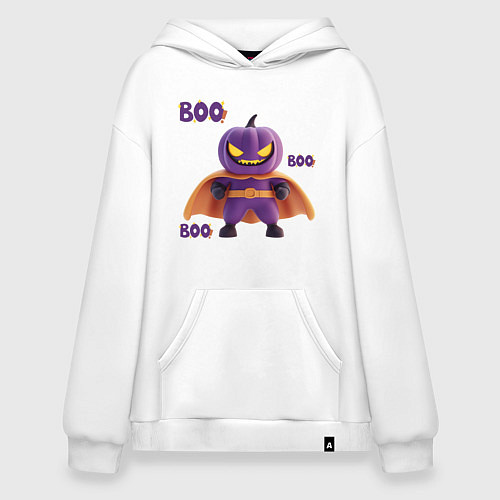 Худи оверсайз Тыква супермен - хеллоуин / Белый – фото 1