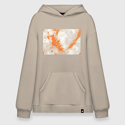 Худи оверсайз Оранжевая краска на белом