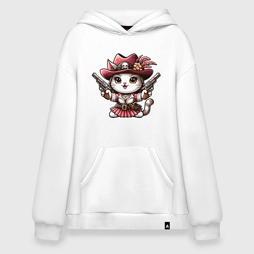Худи оверсайз Отважная кошечка пират / Белый – фото 1