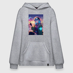 Толстовка-худи оверсайз Кибер Марин - коллаба, цвет: меланж