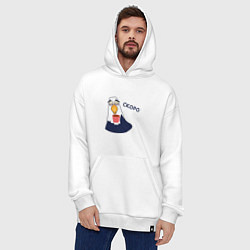 Толстовка-худи оверсайз Орел с надписью скоро, цвет: белый — фото 2