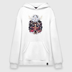 Толстовка-худи оверсайз Ван-Пис Луффи Монки коллаж, цвет: белый