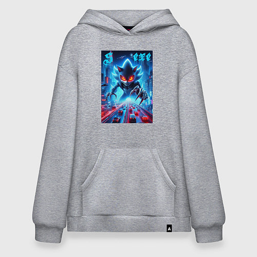 Худи оверсайз Hedgehog in neon metropolis - ai art / Меланж – фото 1