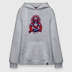 Толстовка-худи оверсайз Индеец с топором, цвет: меланж