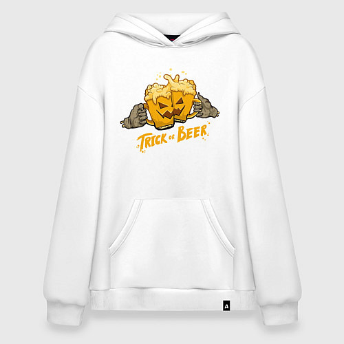 Худи оверсайз Halloween - Trick or beer / Белый – фото 1